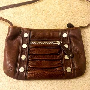 Brown leather cross body in excellent shape. B makowski brand.